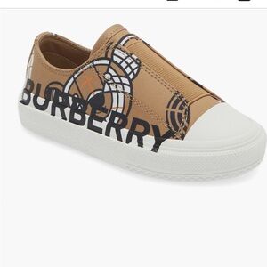Burberry Kids Mini Larkhill—Archive Beige and Black Logo Sneakers